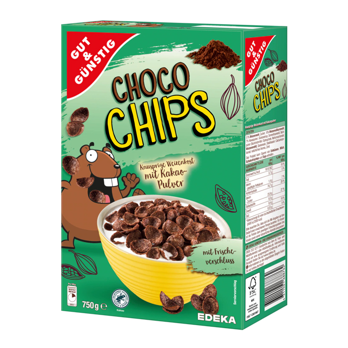 Cornflakes Gut & Günstig Choco Chips 750 g