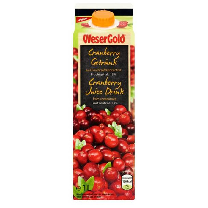 WeserGold Cranberrysaft 8 x